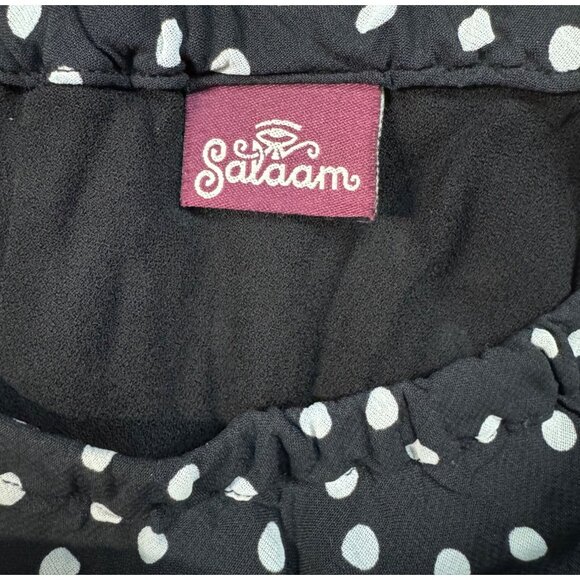 Black & White Polka Dot Rayon Skirt By Salaam Womens Small - Picture 3 of 8